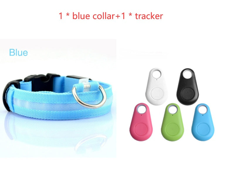 Glow LED Pet Collar with Tracker – Safe Night Walking Collar for Dogs
