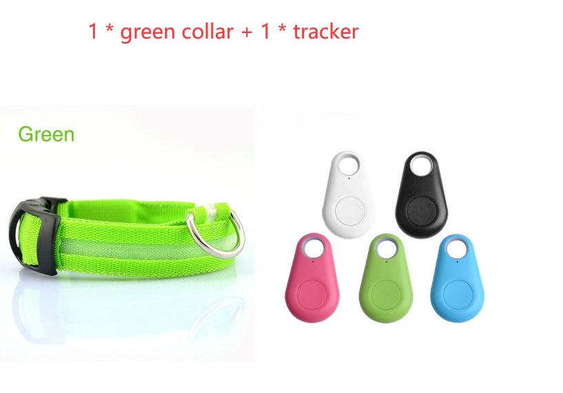 Glow LED Pet Collar with Tracker – Safe Night Walking Collar for Dogs