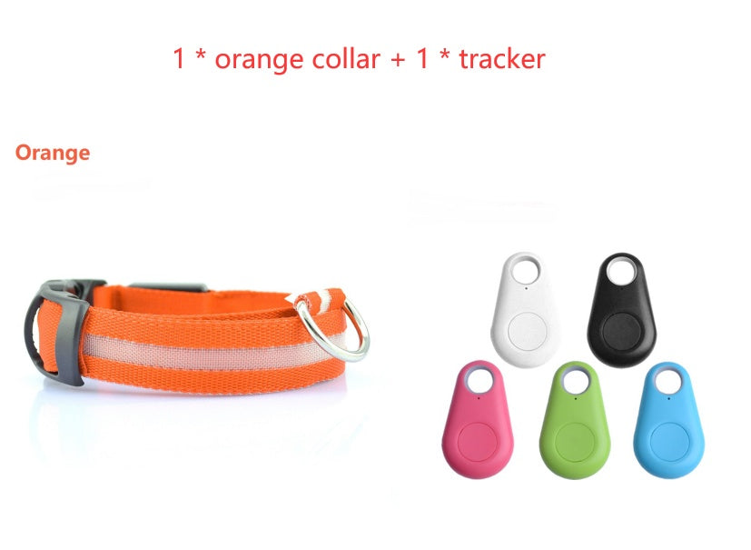 Glow LED Pet Collar with Tracker – Safe Night Walking Collar for Dogs