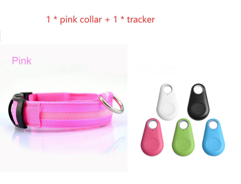 Glow LED Pet Collar with Tracker – Safe Night Walking Collar for Dogs